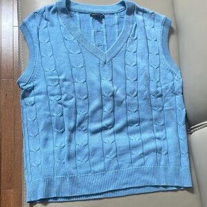 Blue Oversized Kendall and Kylie Cable Knit Sweater Vest